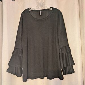 Chic Black Layered Sleeve Women's Top
